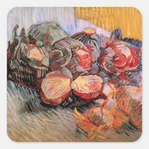 Red Cabbages and Onions by Vincent van Gogh Square Sticker