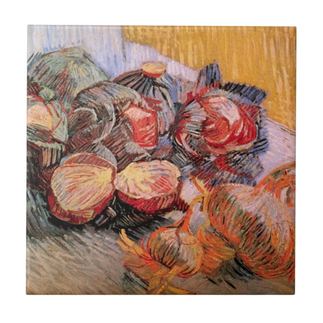 Red Cabbages and Onions by Vincent van Gogh Tile (Front)