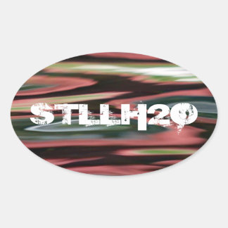 Red Cabin Reflections Oval Sticker