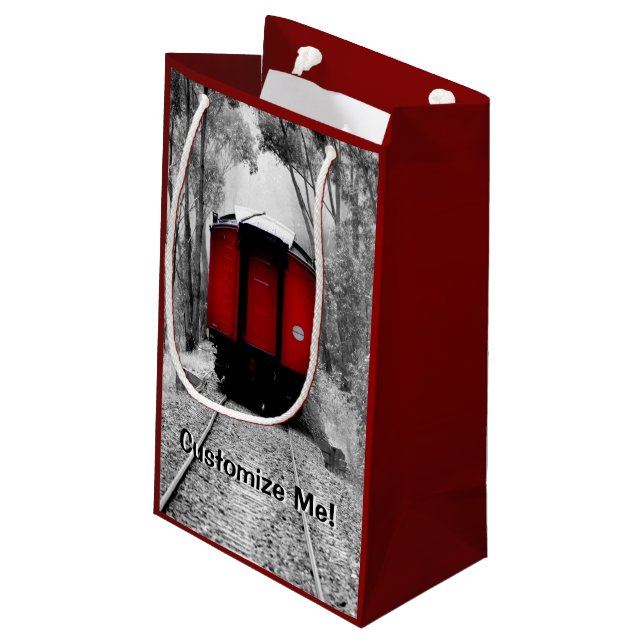 Red Caboose Victorian Steam Train Small Gift Bag (Back Angled)