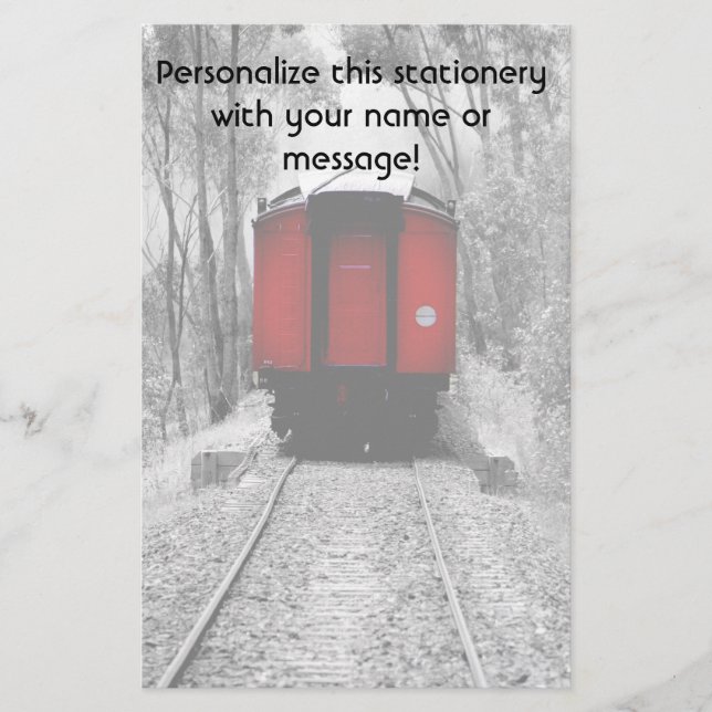 Red Caboose Victorian Steam Train Stationery (Front)