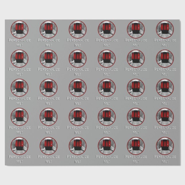 Red Caboose Victorian Steam Train Wrapping Paper (Flat)