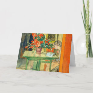 Red Cactus And Lisbeth Reading Carl Larsson Card