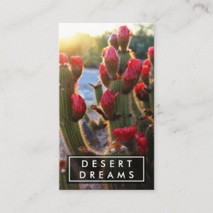 Red Cactus Flower Desert Garden Photo Travel Tours Business Card