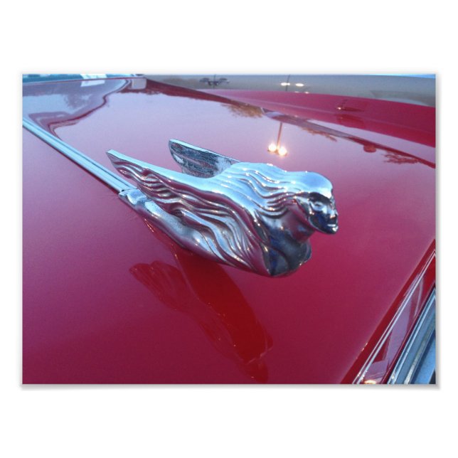 Red Cadillac Flying Woman Hood Ornament Photo Print (Front)