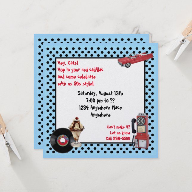 Red Cadillac Invitation (Front/Back In Situ)