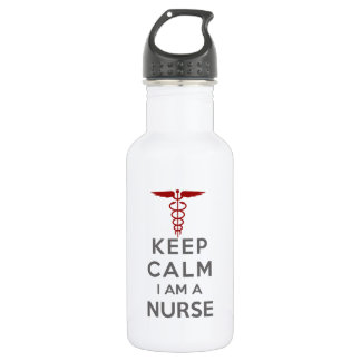 Red Caduceus Keep Calm I am a Nurse 532 Ml Water Bottle
