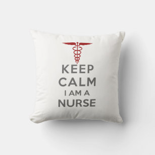 Red Caduceus Keep Calm I am a Nurse Cushion