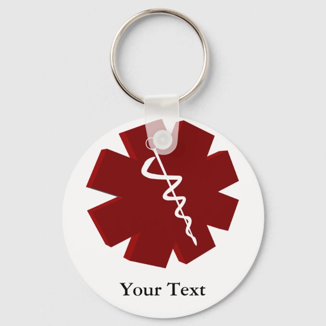 red caduceus medical gifts key ring (Front)