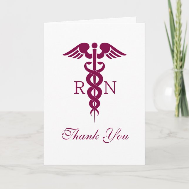 Red Caduceus Nurse Graduate Thank You Card (Front)