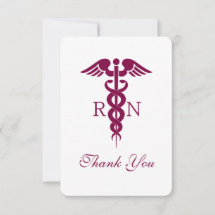 Red Caduceus Nurse Graduate Thank You Card