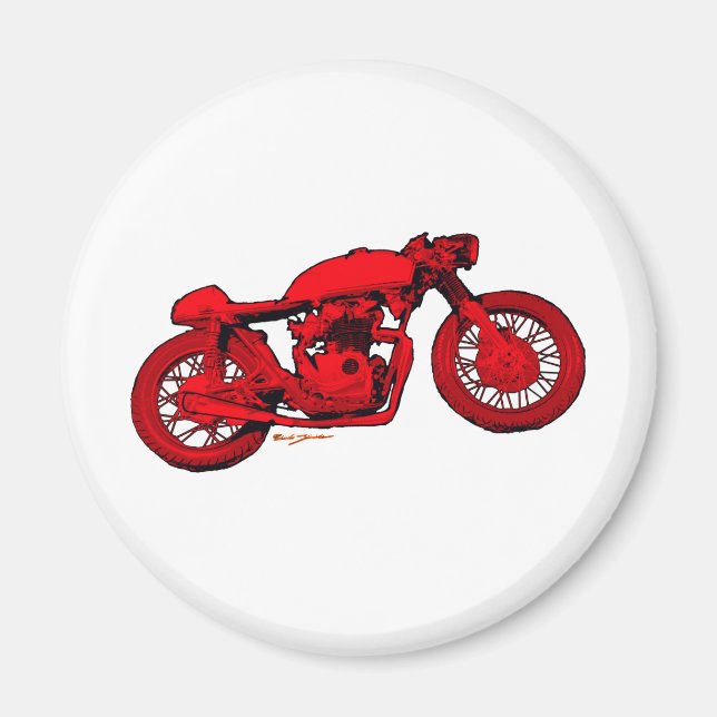 Red Cafe Racer Magnet (Front)