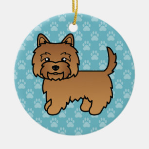 Red Cairn Terrier Cartoon Dog Illustration On Blue Ceramic Tree Decoration