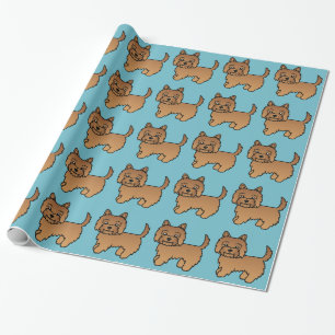 Red Cairn Terrier Cartoon Dog Illustration Pattern Wrapping Paper