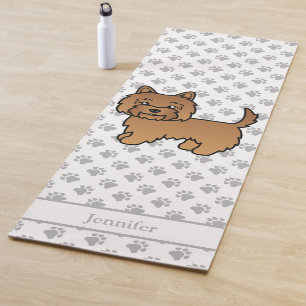 Red Cairn Terrier Cartoon Dog With Custom Name Yoga Mat