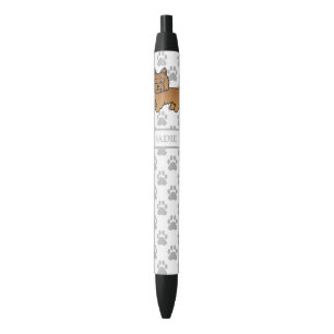 Red Cairn Terrier Cute Cartoon Dog & Name Black Ink Pen