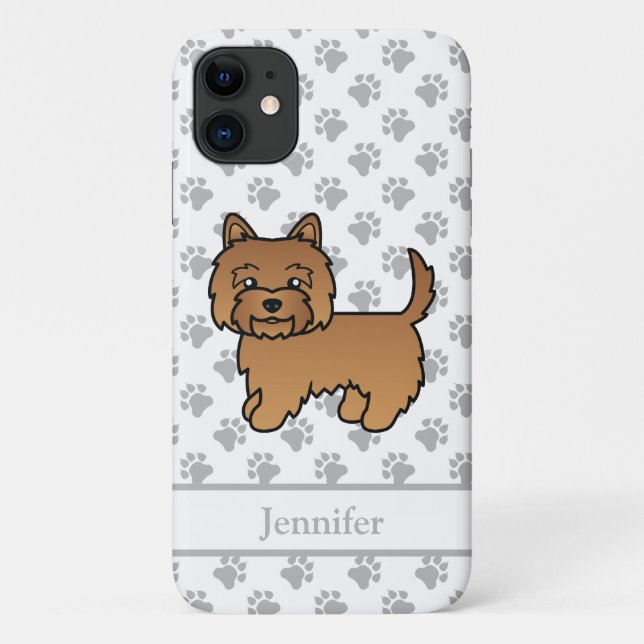 Red Cairn Terrier Cute Cartoon Dog & Name Case-Mate iPhone Case (Back)