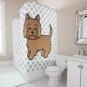 Red Cairn Terrier Cute Cartoon Dog Shower Curtain