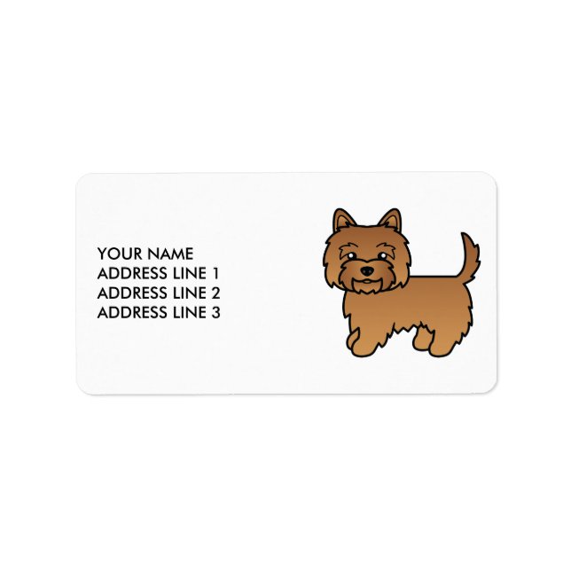 Red Cairn Terrier Cute Cartoon Dog & Text Label (Front)