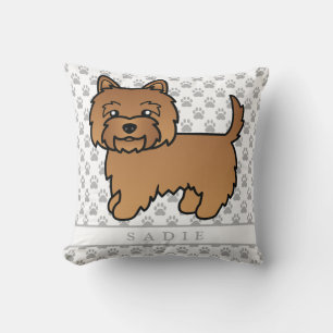 Red Cairn Terrier Dog Cartoon Illustration & Name Cushion