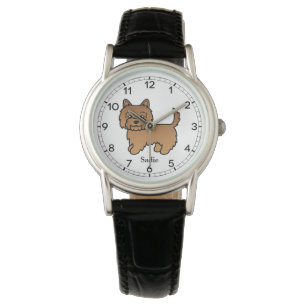 Red Cairn Terrier Dog Drawing & Custom Name Watch
