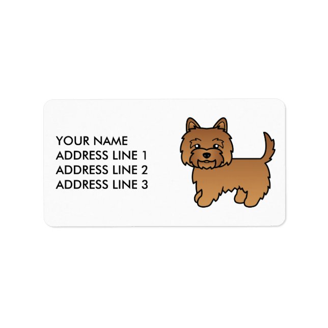 Red Cairn Terrier Dog Illustration Custom Text Label (Front)