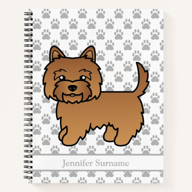 Red Cairn Terrier Dog Illustration Custom Text Notebook (Front)