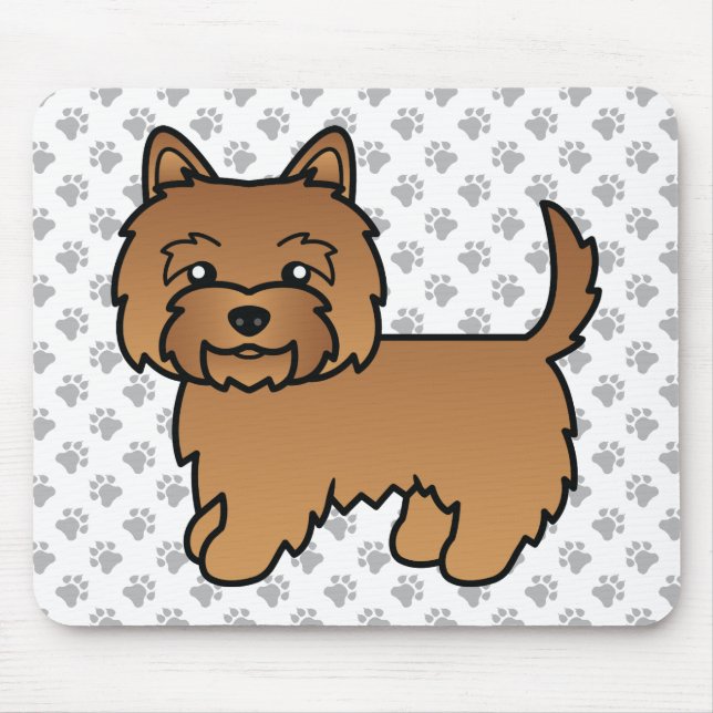 Red Cairn Terrier Dog Illustration & Paws Mouse Mat (Front)