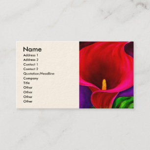 Red Cala Lily Flower Painting Art - Multi Business Card