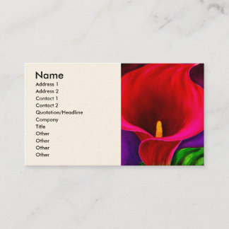 Red Cala Lily Flower Painting Art - Multi Business Card