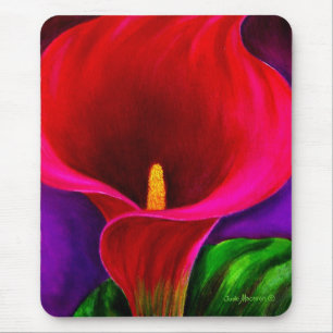 Red Cala Lily Flower Painting Art - Multi Mouse Mat