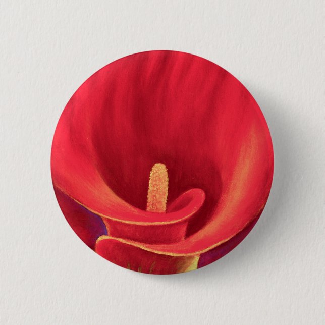 Red Cala Lily Tropical Flower Art - Multi 6 Cm Round Badge (Front)