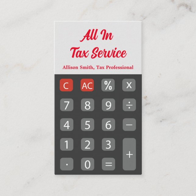  Red Calculator Tax Service  Business Card (Front)