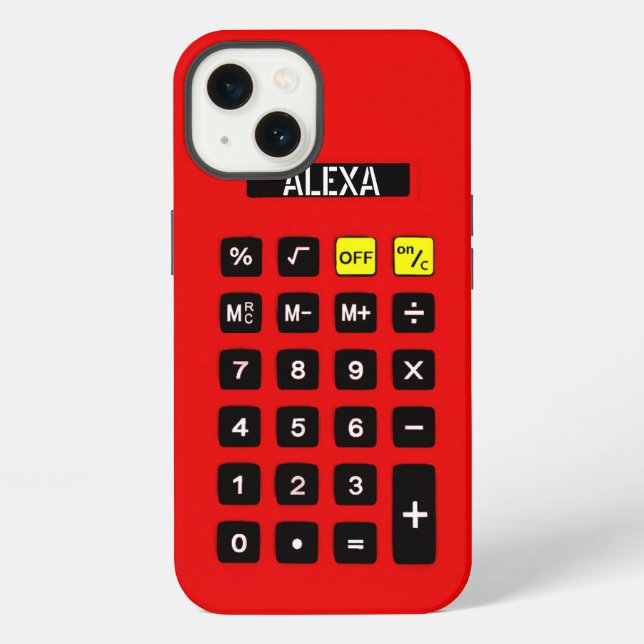 Red Calculator with Keypad  iPhone Case (Back)