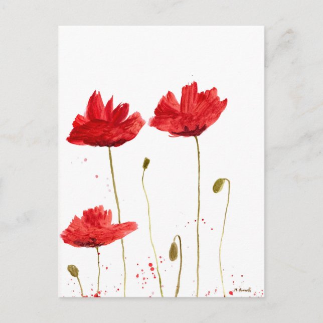Red California poppies flowers pretty Postcard (Front)