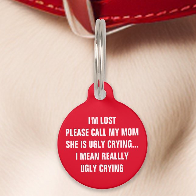 Red "Call My Mum" Funny Pet Tag (Creator Uploaded)