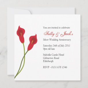 Red Calla Lilies Anniversary Party Invitation