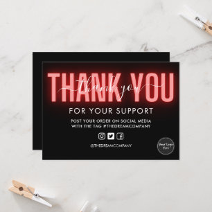 Red Calligraphy Neon Thank You Media Insert Invitation