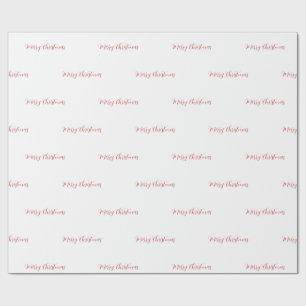 Red Calligraphy Script Merry Christmas Text Gift Wrapping Paper