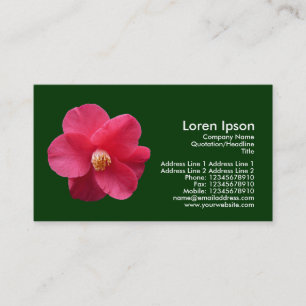 Red Camelia - Dark Green Business Card