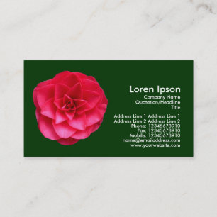 Red Camelia II - Dark Green Business Card