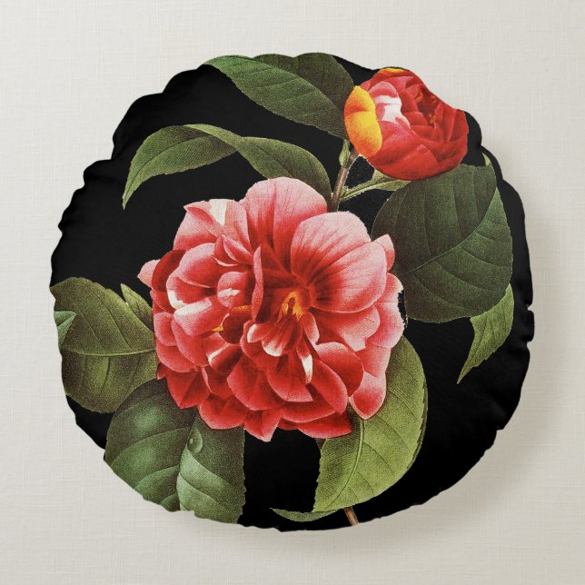 Red Camellia, 1833 Round Cushion (Front)