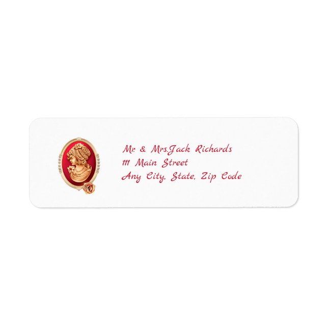 Red Cameo Envelope Return Address Label (Front)