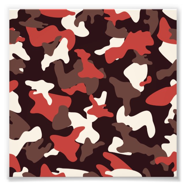 Red camo camouflage army pattern photo print (Front)