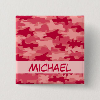 Red Camo Camouflage Name Personalised 15 Cm Square Badge