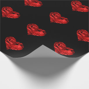 Red Camo Hearts Valentine Linen Wrapping Paper