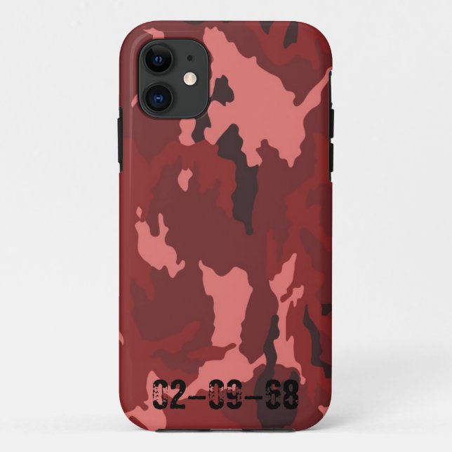 Red Camo Pattern Pink Maroon Camouflage Case-Mate iPhone Case (Back)