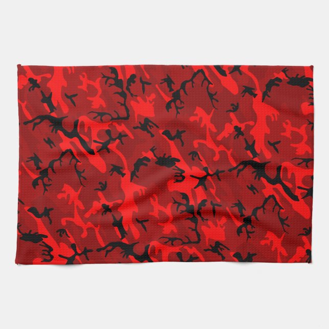 Red Camo Pattern Tea Towel (Horizontal)