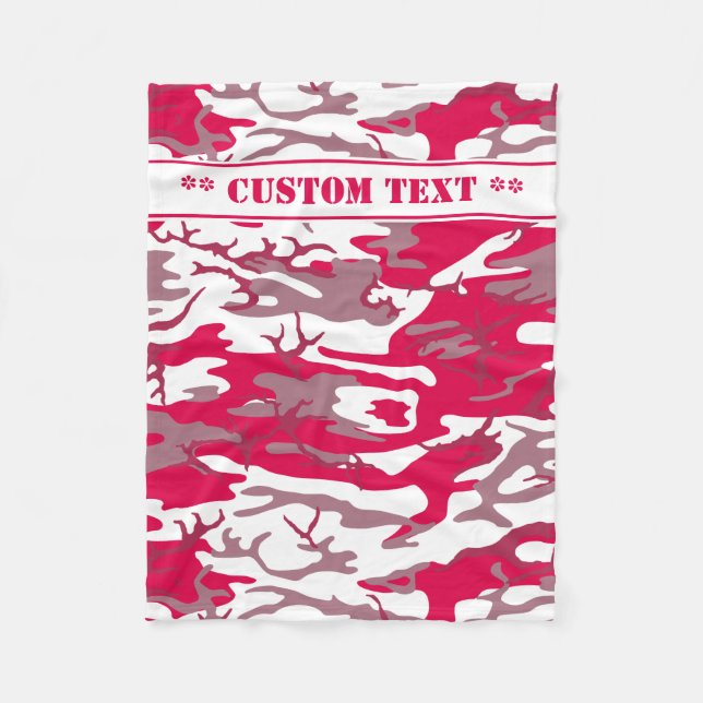 Red Camo w/ Custom Text Fleece Blanket (Front)