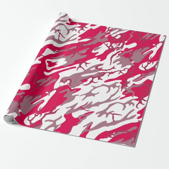 Red Camo Wrapping Paper (Unrolled)
